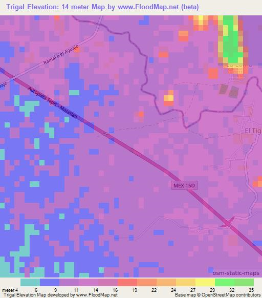 Trigal,Mexico Elevation Map