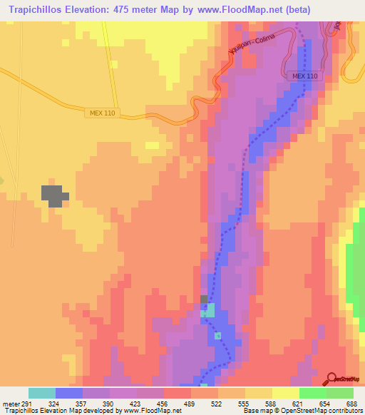 Trapichillos,Mexico Elevation Map