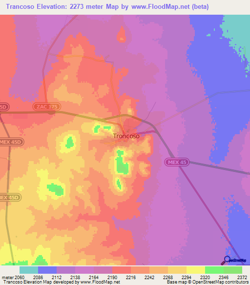 Trancoso,Mexico Elevation Map