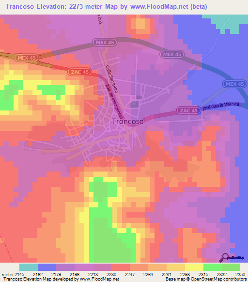 Trancoso,Mexico Elevation Map