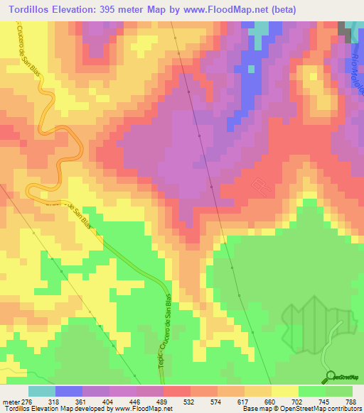 Tordillos,Mexico Elevation Map