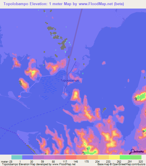 Topolobampo,Mexico Elevation Map