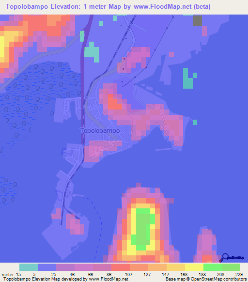 Topolobampo,Mexico Elevation Map