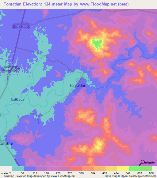 Tomatlan,Mexico Elevation Map