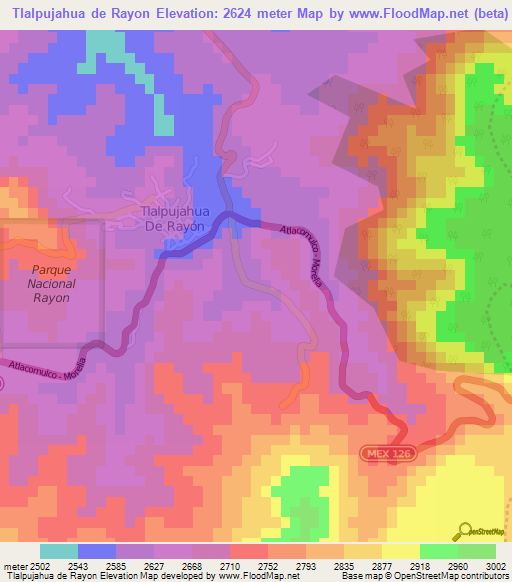 Tlalpujahua de Rayon,Mexico Elevation Map