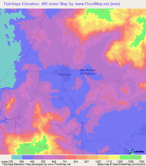 Tlalchapa,Mexico Elevation Map