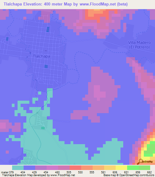 Tlalchapa,Mexico Elevation Map