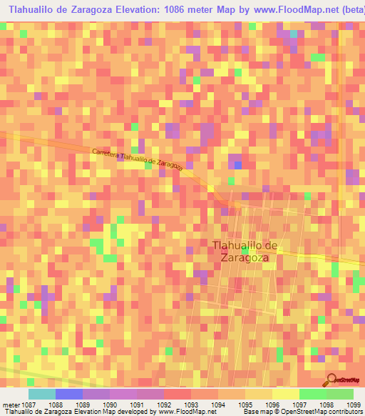 Tlahualilo de Zaragoza,Mexico Elevation Map