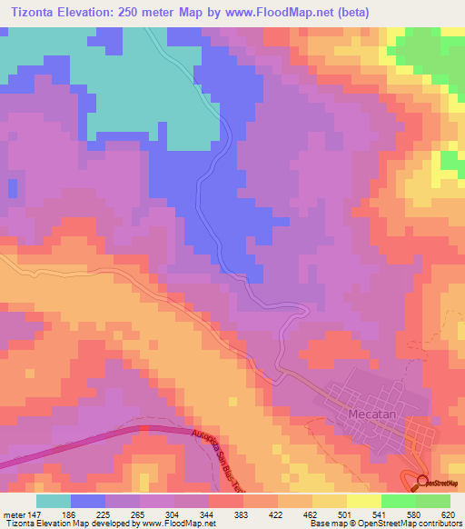 Tizonta,Mexico Elevation Map