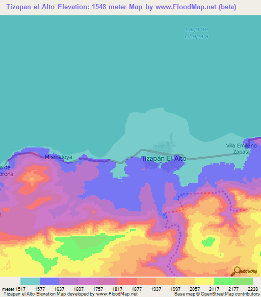 Tizapan el Alto,Mexico Elevation Map