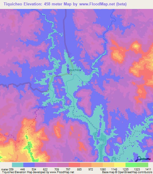 Tiquicheo,Mexico Elevation Map