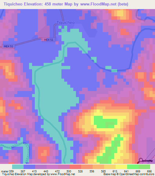 Tiquicheo,Mexico Elevation Map