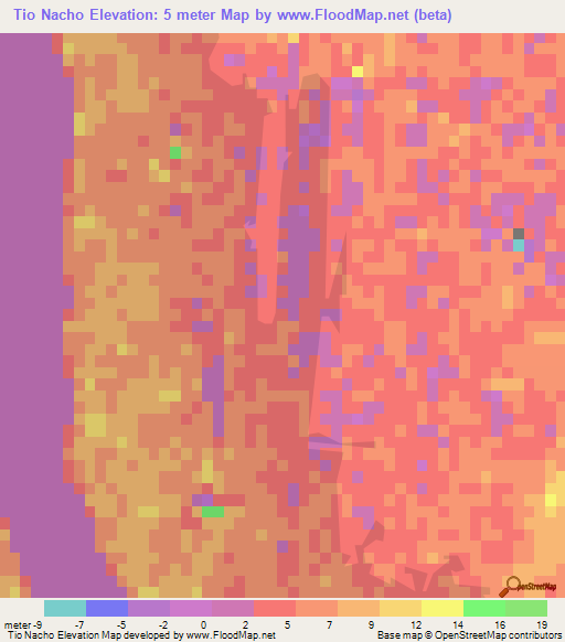 Tio Nacho,Mexico Elevation Map