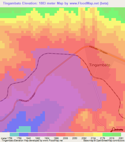 Tingambato,Mexico Elevation Map