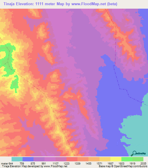 Tinaja,Mexico Elevation Map