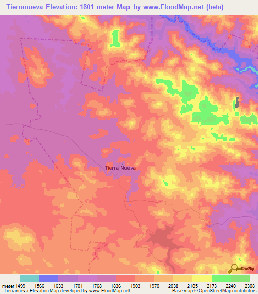 Tierranueva,Mexico Elevation Map