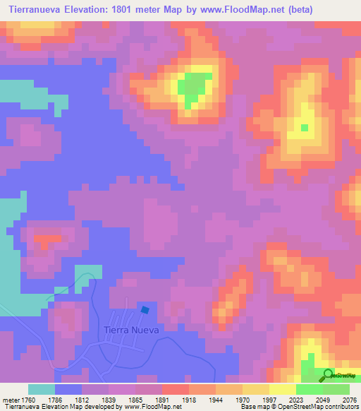 Tierranueva,Mexico Elevation Map