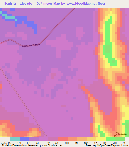 Ticuisitan,Mexico Elevation Map