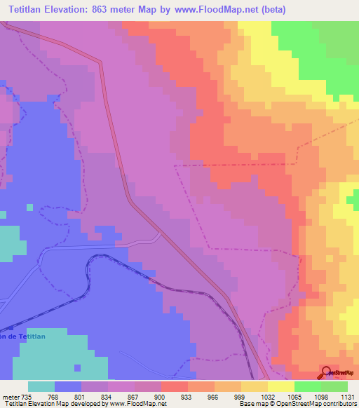 Tetitlan,Mexico Elevation Map