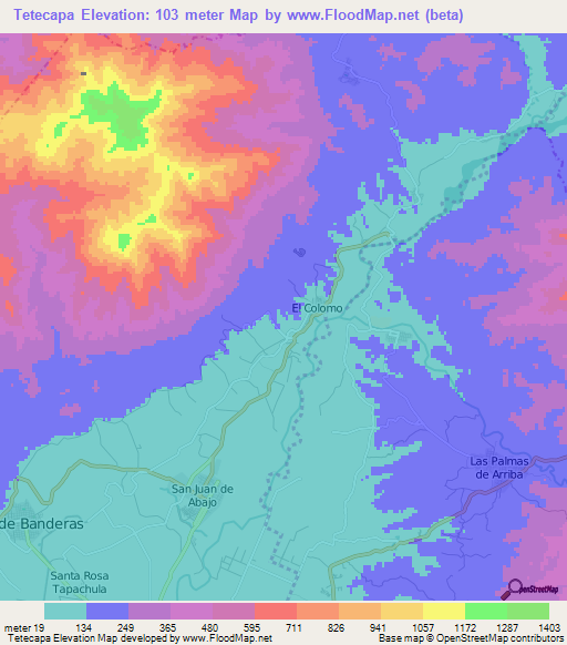 Tetecapa,Mexico Elevation Map