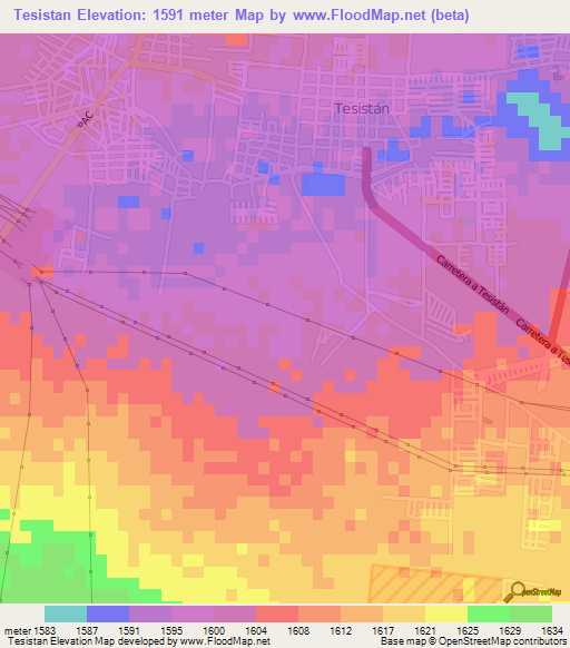 Tesistan,Mexico Elevation Map