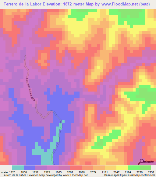 Terrero de la Labor,Mexico Elevation Map