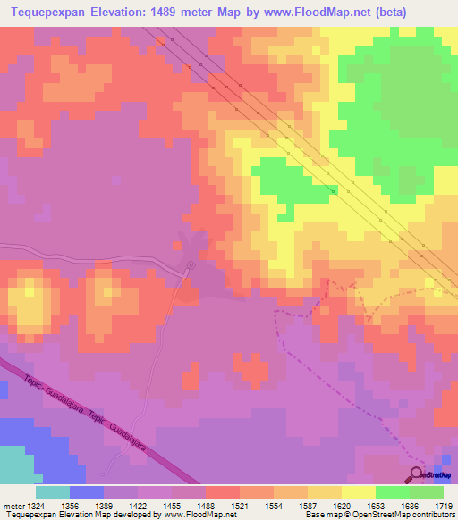 Tequepexpan,Mexico Elevation Map