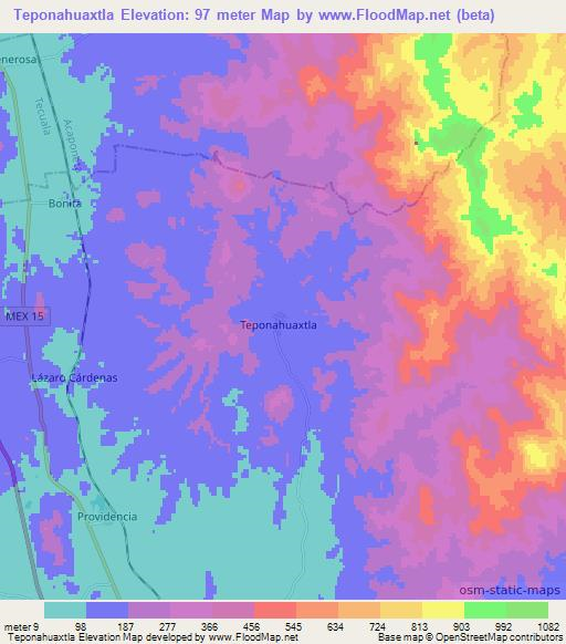 Teponahuaxtla,Mexico Elevation Map
