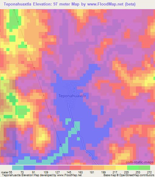 Teponahuaxtla,Mexico Elevation Map