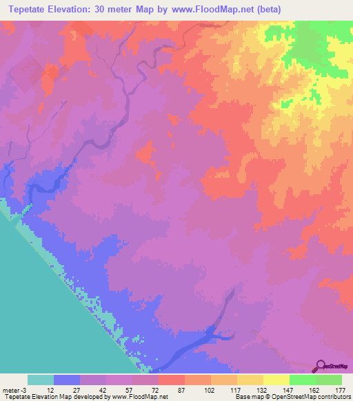 Tepetate,Mexico Elevation Map