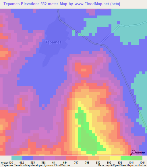 Tepames,Mexico Elevation Map