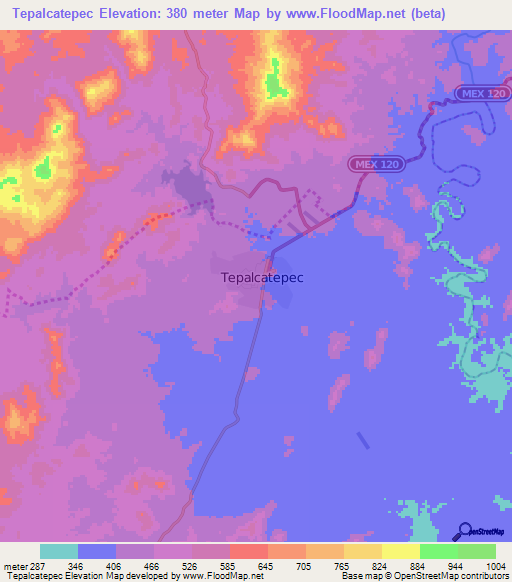 Tepalcatepec,Mexico Elevation Map