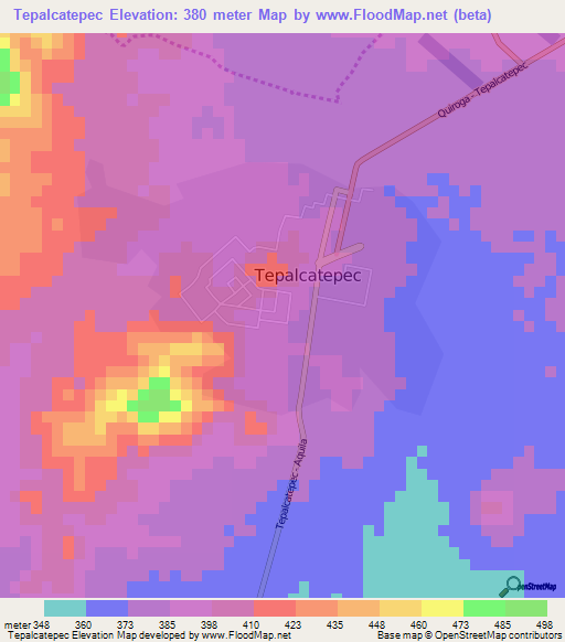 Tepalcatepec,Mexico Elevation Map