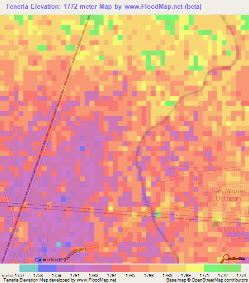 Teneria,Mexico Elevation Map