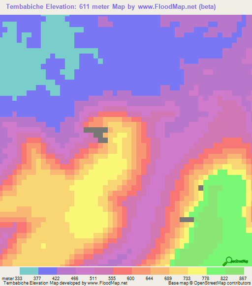 Tembabiche,Mexico Elevation Map