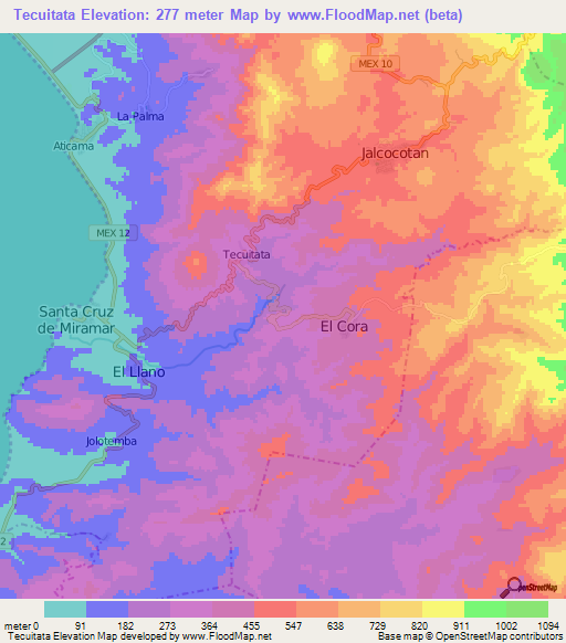 Tecuitata,Mexico Elevation Map