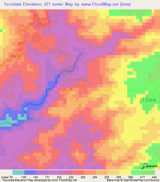 Tecuitata,Mexico Elevation Map