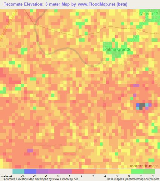 Tecomate,Mexico Elevation Map