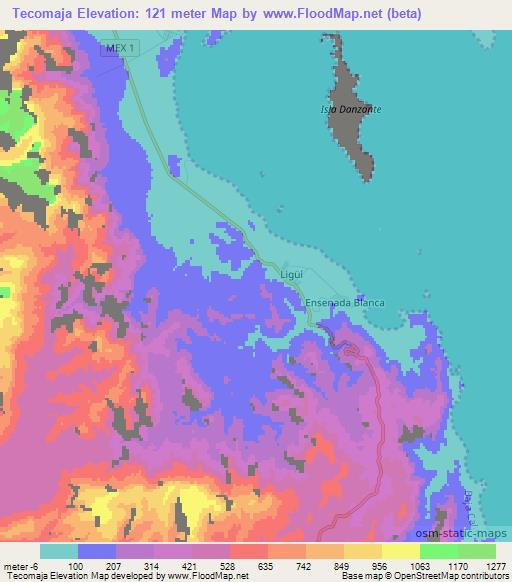 Tecomaja,Mexico Elevation Map