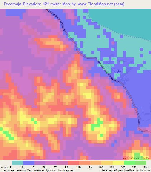 Tecomaja,Mexico Elevation Map