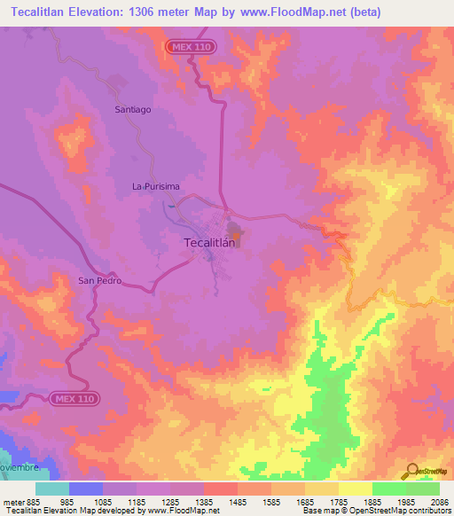 Tecalitlan,Mexico Elevation Map