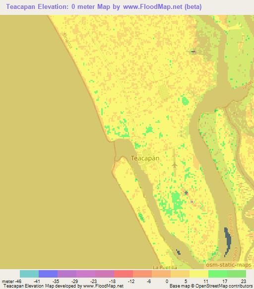 Teacapan,Mexico Elevation Map