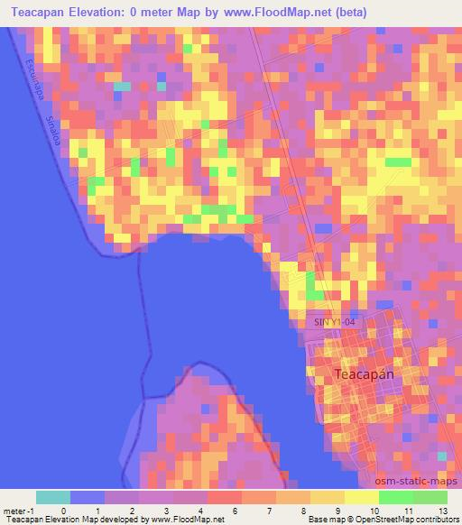 Teacapan,Mexico Elevation Map