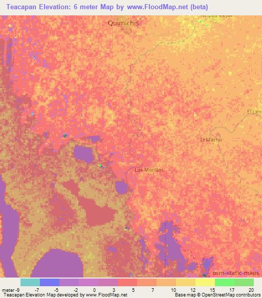 Teacapan,Mexico Elevation Map