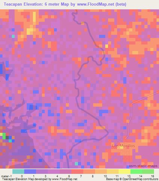 Teacapan,Mexico Elevation Map