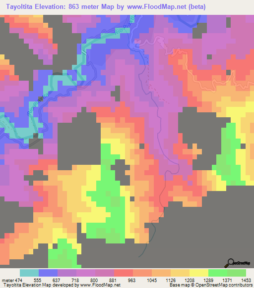 Tayoltita,Mexico Elevation Map