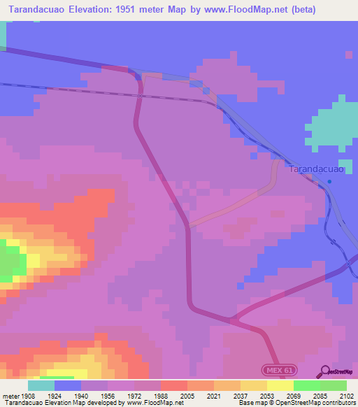 Tarandacuao,Mexico Elevation Map