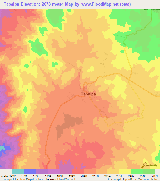 Tapalpa,Mexico Elevation Map