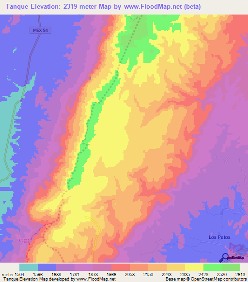 Tanque,Mexico Elevation Map