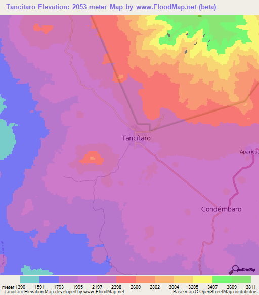 Tancitaro,Mexico Elevation Map